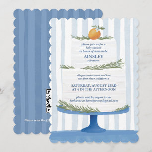 Italian Cake Blue Striped Baby Shower Invite