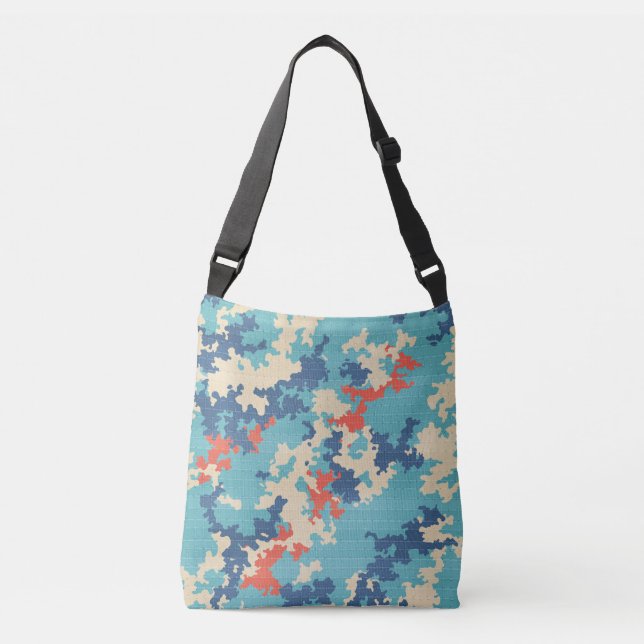 Italian Camo Summer Blue Unique Cargo Pattern Crossbody Bag (Front)
