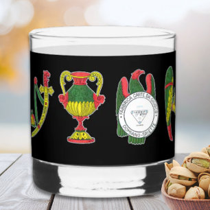 Italian Cards Aces Icons on Black Whiskey Glass