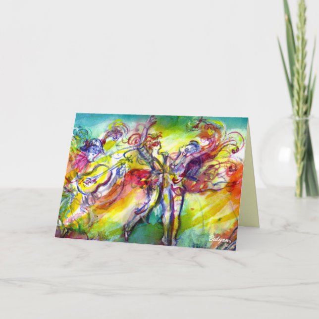 ITALIAN CARNIVAL DANCE AND MUSIC Valentine's Day Holiday Card (Front)