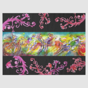 ITALIAN CARNIVAL DANCE,  RED PURPLE  FLORAL SWIRLS TISSUE PAPER