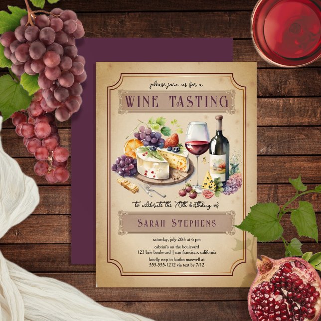 Italian Charcuterie Wine Tasting 70th Birthday Invitation (Creator Uploaded)