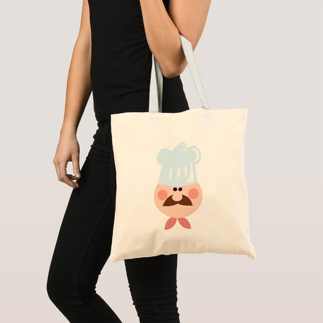Italian Chef Face with Moustache and Hat Tote Bag (Creator Uploaded)