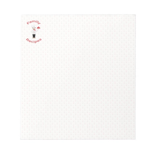 Italian Chef Family Recipes Notepad (Front)