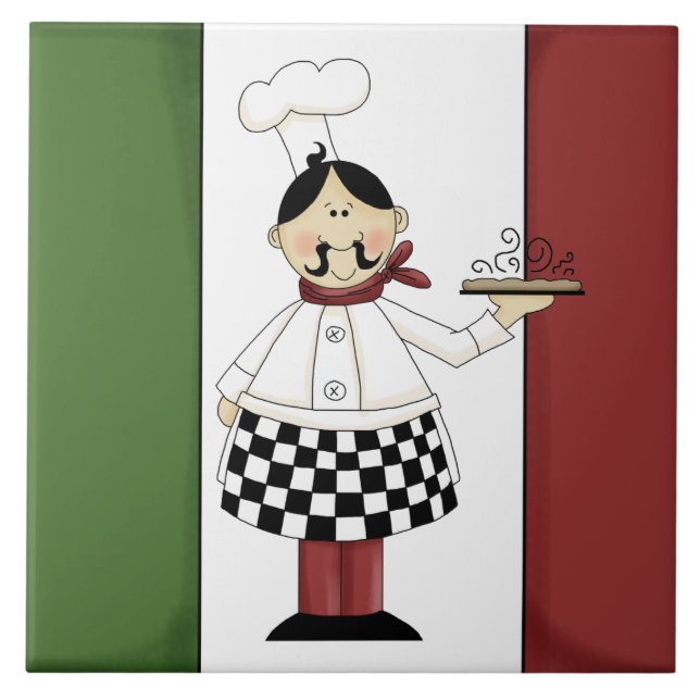Italian Chef fun kitchen tile (Front)