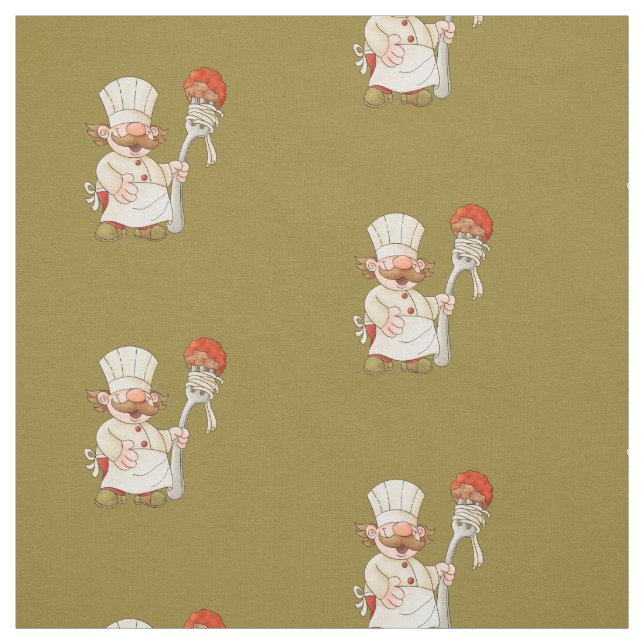 Italian Chef Spaghetti & Meatballs Fabric (Swatch)