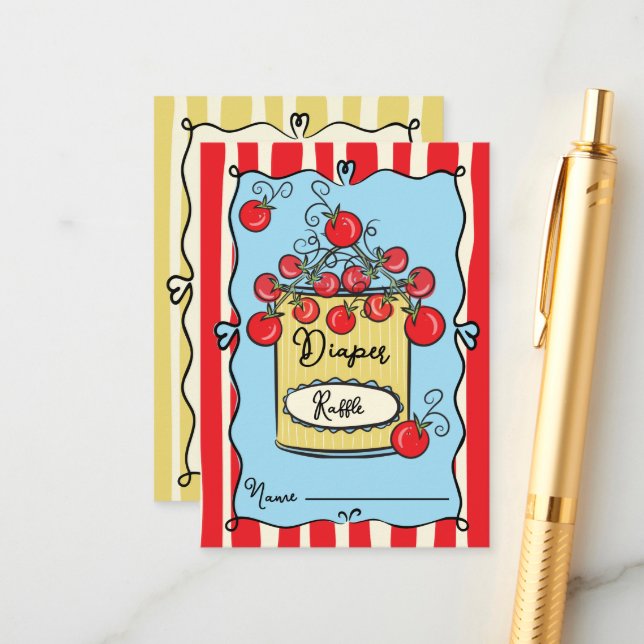 Italian Cherry Tomato Diaper Raffle Enclosure Card (Front/Back In Situ)
