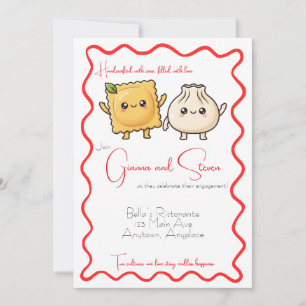 Italian Chinese Ravioli Dumpling Food Engagement Invitation