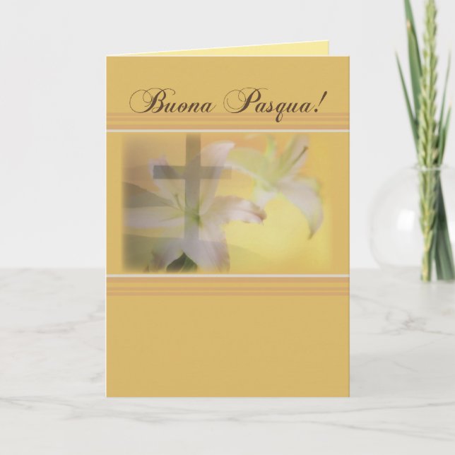 Italian Christian Easter, Yellow Buona Pasqua Holiday Card (Front)