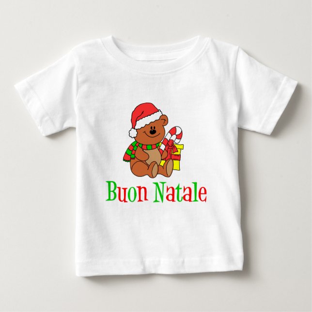 Italian Christmas Bear For Kids Baby T-Shirt (Front)