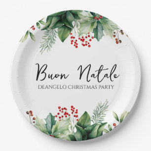Italian Christmas Buon Natale Party Paper Plate