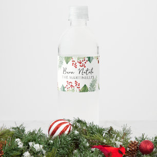 Italian Christmas Buon Natale Party Water Bottle Label