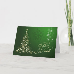 Italian Christmas - Green & gold sparkling tree Holiday Card