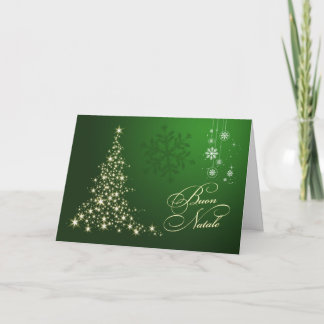 Italian Christmas - Green & gold sparkling tree Holiday Card