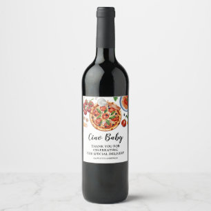 Italian Ciao Baby Pizza Red Baby Shower Wine Label