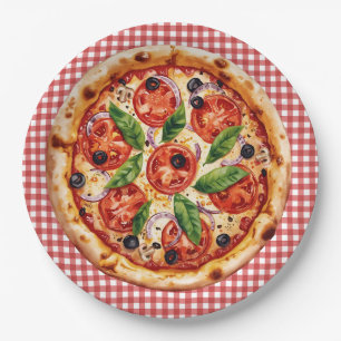 Italian Ciao Baby Red Checkered Baby Shower  Paper Plate