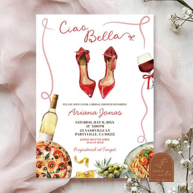 Italian Ciao Bella Bridal Shower  Invitation (Creator Uploaded)