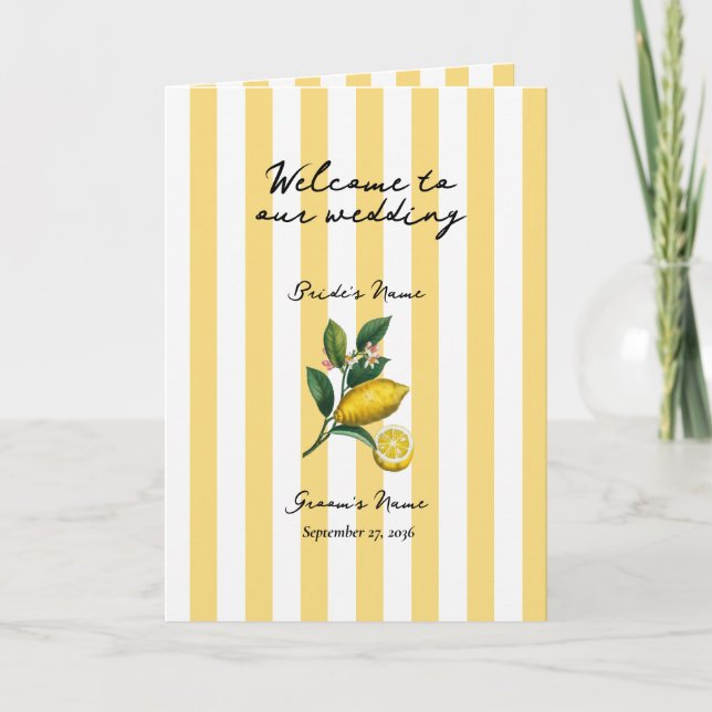 Italian Citrus Lemon Wedding Order of Service Programme (Front)