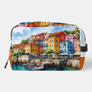 Italian City Scape Village and Wooden Boats  Dopp Kit
