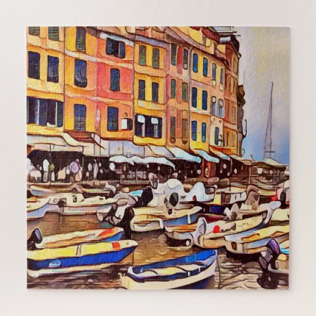 Italian Coastal Portofino Artsy Jigsaw Puzzles (Vertical)