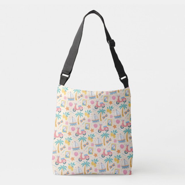 Italian Coastal Summer Seamless Pattern Crossbody Bag (Front)
