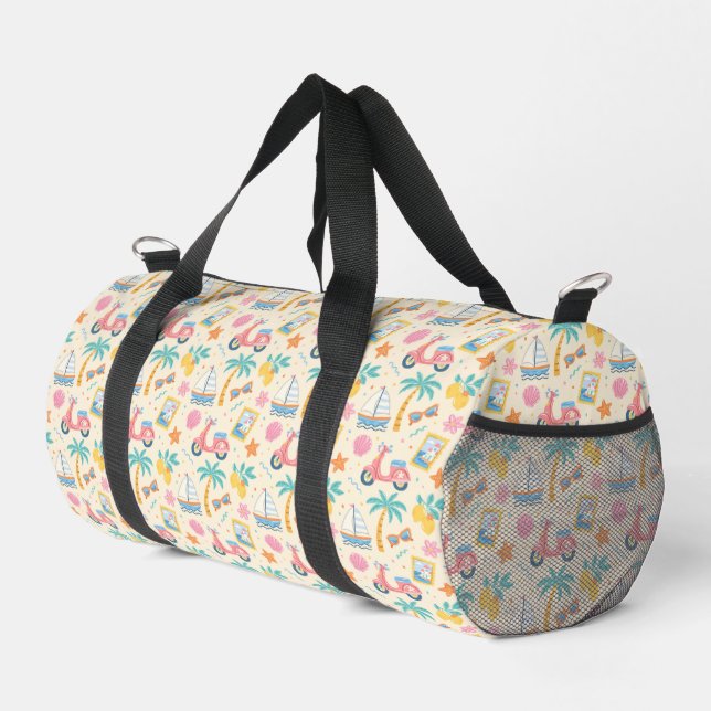 Italian Coastal Summer Seamless Pattern Duffle Bag (Right Corner)
