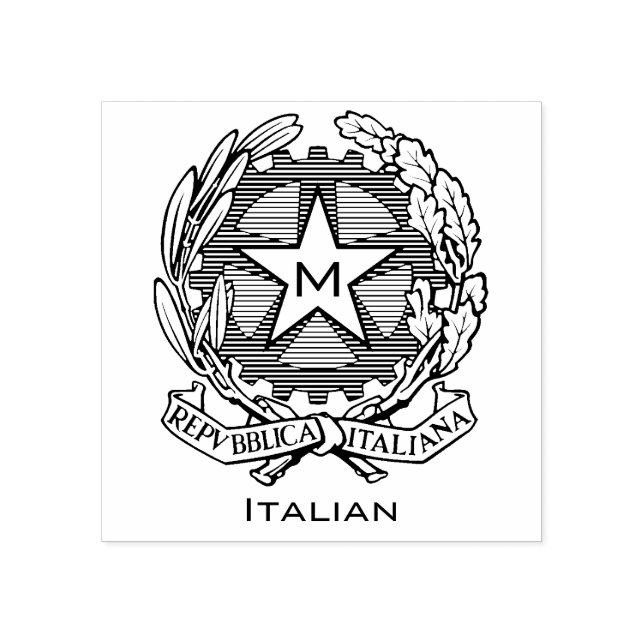 Italian Coat of Arms Personalise Rubber Stamp (Imprint)