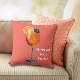 Italian Cocktail Drink Vintage Retro Happy Hour Cushion