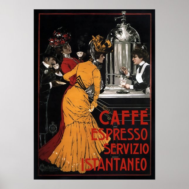 ITALIAN COFFEE SERVED INSTANTLY c. 1900 Poster (Front)