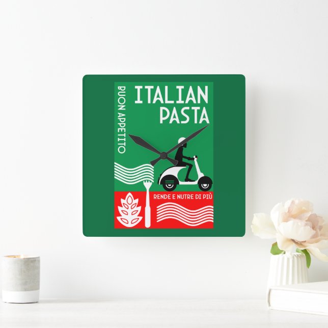 Italian Cook Square Wall Clock (Home)