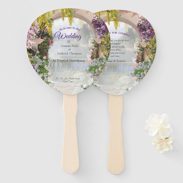 Italian country home outdoors hand fan (Front and Back)