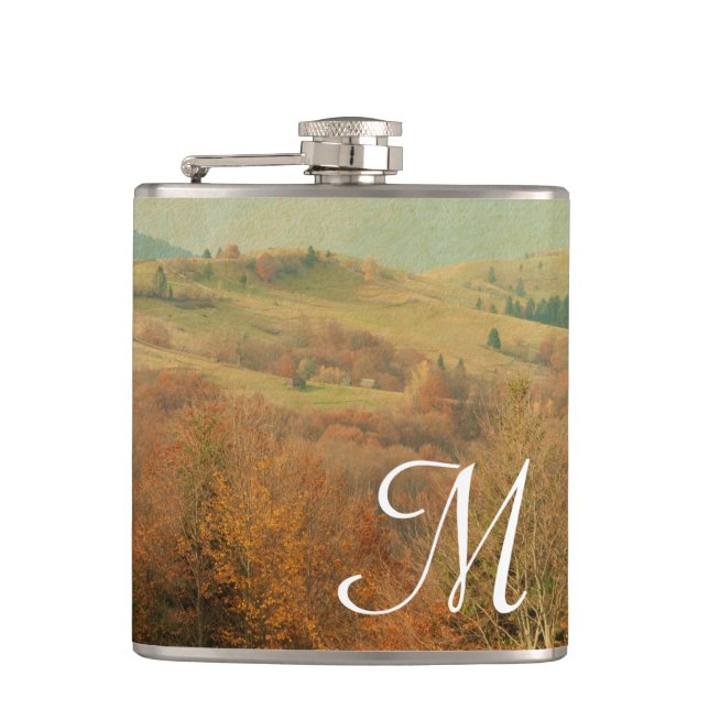 Italian Country Side Rollin Monogram Whiskey Flask (Front)