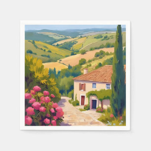 Italian Countryside   Vineyard Watercolor Travel Napkin