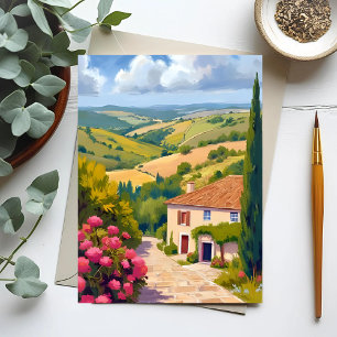 Italian Countryside   Vineyard Watercolor Travel Postcard