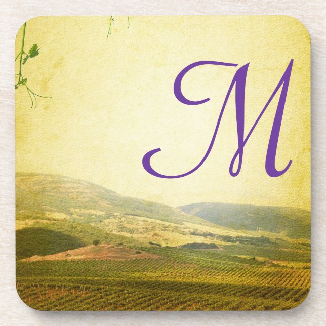 Italian Countryside Winery Monogram Drink Coaster (Front)
