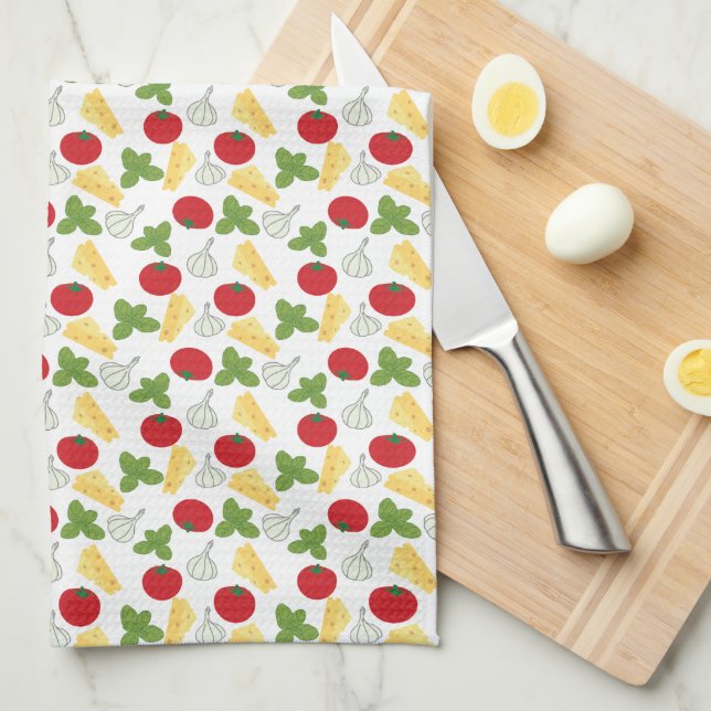 Italian cuisine essential ingredients tea towel (Quarter Fold)