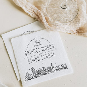 Italian Deco Skyline   Wedding Event Napkins