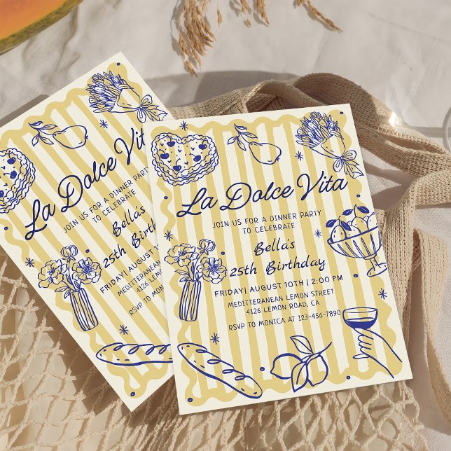 Italian Dinner La Dolce Vita Birthday Invitation (Creator Uploaded)
