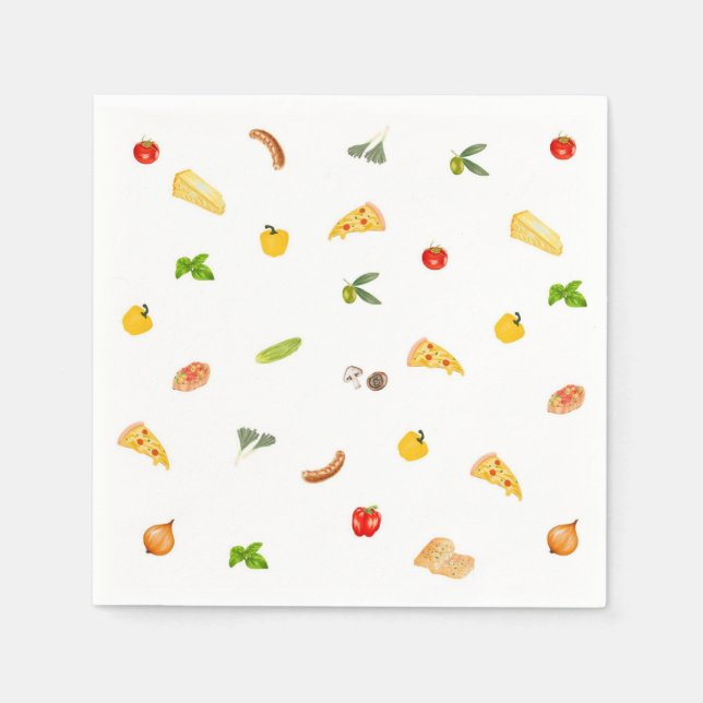 Italian Dinner Pizza Elegant Party Paper Napkin (Front)
