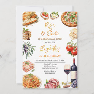 Italian Dinner Pizza Party Birthday Invitation