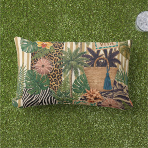 Italian Dolce Vita Tropical Botanical Travel Lumbar Cushion