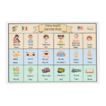 Italian-English Beginning Words Placemat