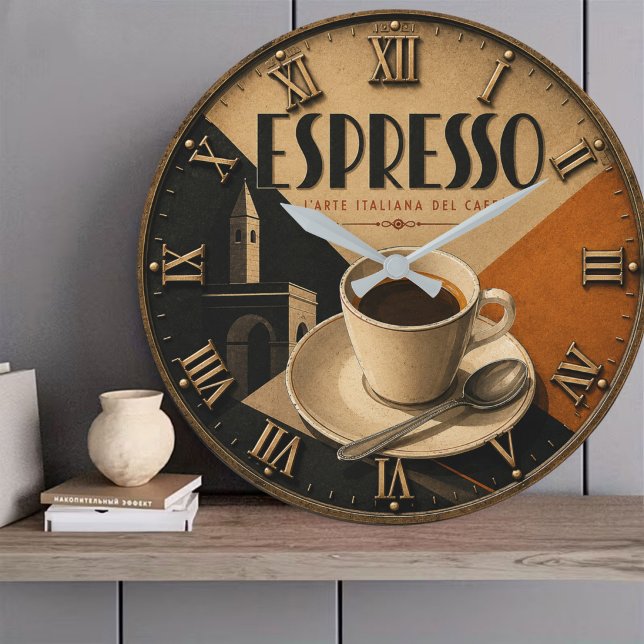 Italian Espresso Coffee Bar Decor Large Clock (Creator Uploaded)