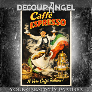 Italian Espresso Coffee Poster Decoupage Tissue Paper