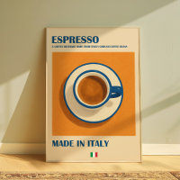 Italian Espresso Wall Art, Retro Minimalist Coffee