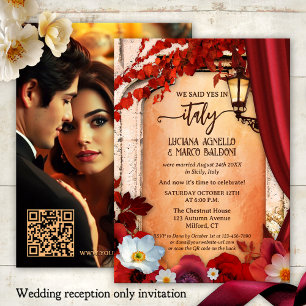 Italian Fall Elopement Wedding Reception Photo Invitation