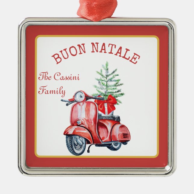 Italian Family Name Buon Natale Custom Tree Metal Tree Decoration (Front)