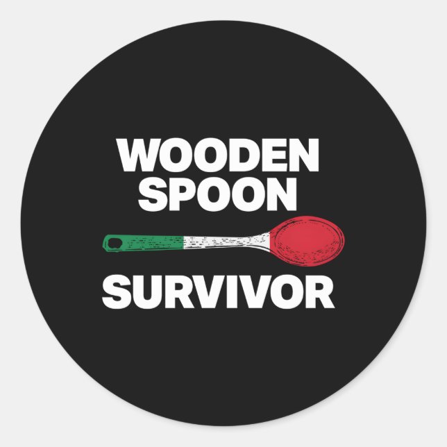 Italian Family Wooden Spoon Survivor Classic Round Sticker (Front)