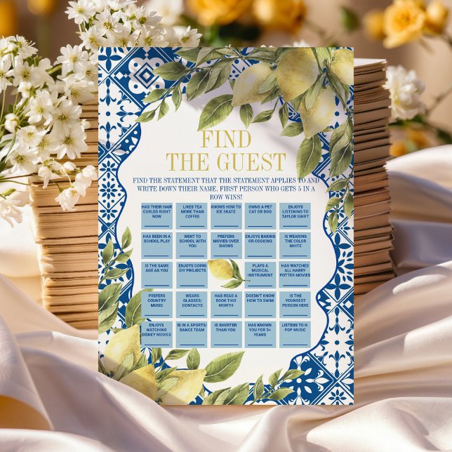 Italian Find the Guest Bingo Birthday Game card (Creator Uploaded)