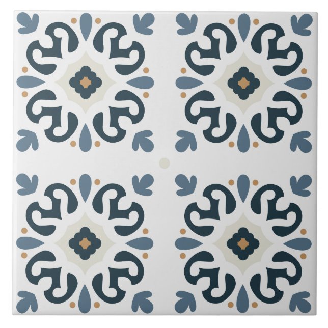 Italian fine artwork Azulejos Mediterranean blue   Tile (Front)